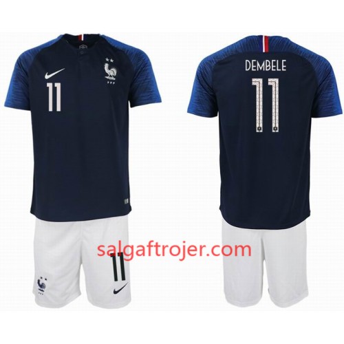 Frankrig Fodboldtrøjer DEMBELE 11 2 star Børn Hjemmebanesæt VM 2018 Frankrig Fodboldtrøjer DEMBELE 11 2 star Børn Hjemmebanesæt VM 2018